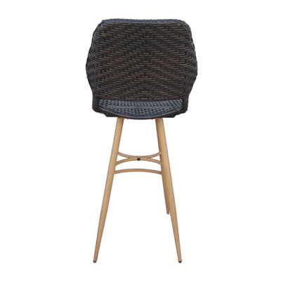 Tabouret de bar en rotin Laryn avec structure en fer et pieds Mid-Century