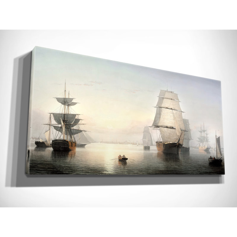 «Boston Harbor» par Fitz Hugh Lane, reproduction sur toile, H 20 po x l 40 po x P 1,5 po