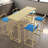 Bar table and chair five piece set, gold frame, multi-layer tabletop, chair cushion and backrest made of sponge, table with storage function (gold)-1939756201