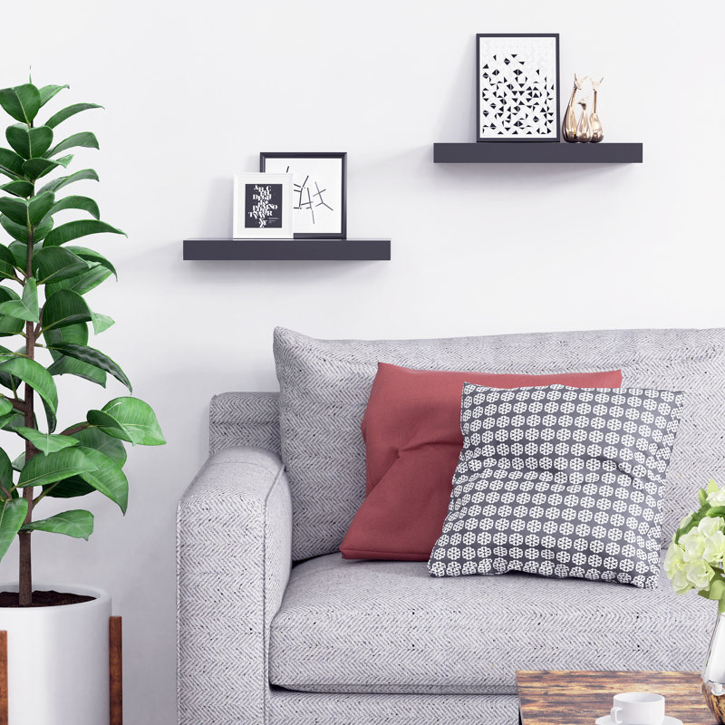 Ballucci Sydney 16" W x 6" D Floating Shelves Set with Invisible Wall Mount Brackets (Set of 2)
