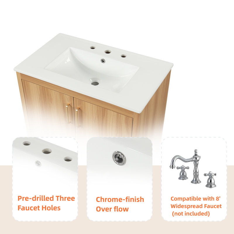 30" W x 18.3" D x 34.4" H Single Bathroom Vanity