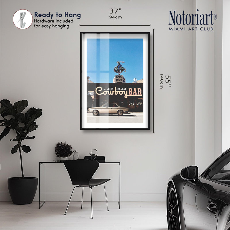 Million Dollar Cowboy en couleur avec Shadowbox par Notoriart, H 55 po x l 37 po, Noir