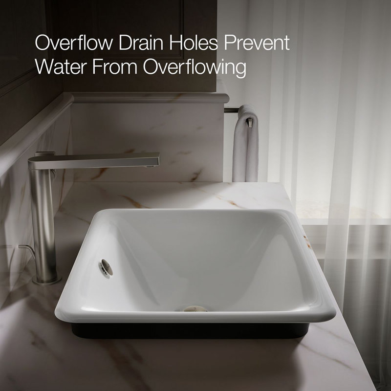 Iron Plains 6.3" Tall Metal Rectangular Bathroom Sink with Overflow, White