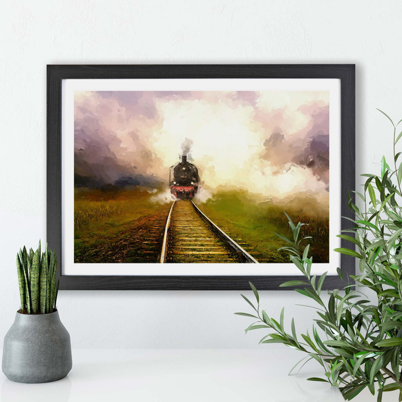 Steam Train in Scotland - Framed Print, Black, 62cm H x 87cm W x 2cm D
