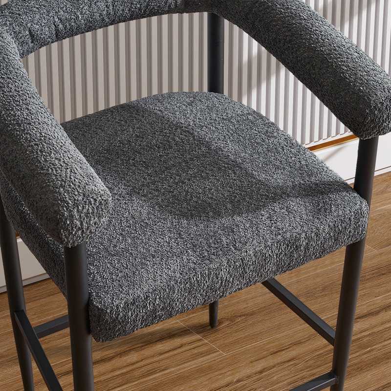 Ensemble de 2 tabourets de bar modernes rembourrés Boucle, Gris foncé
