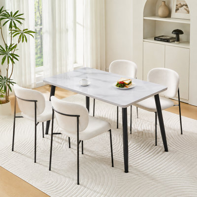 Modern Minimalist Rectangular Faux Marble Dining Table for 4-6 People