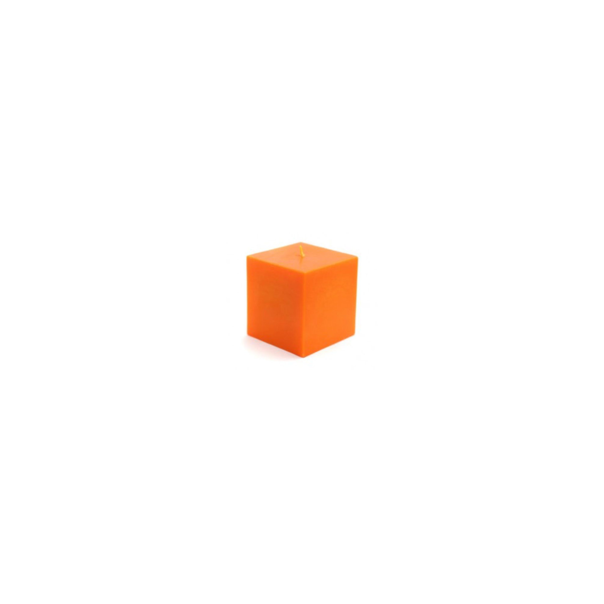 Square Pillar Candle, Set of 12, Orange, 3" H x 3" W x 3" D