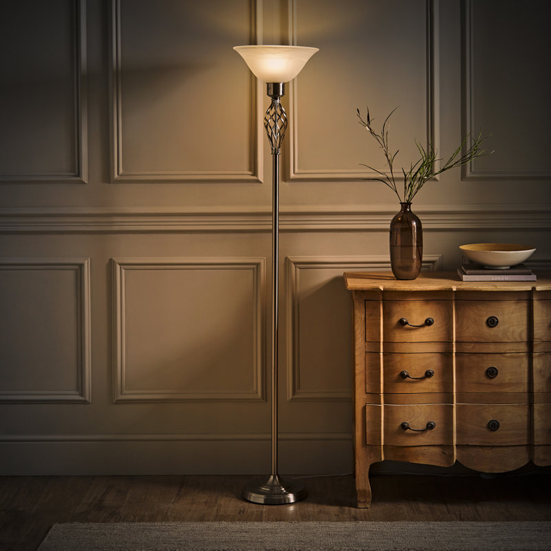Axelrod 176cm Torchiere Floor Lamp, Brushed Chrome