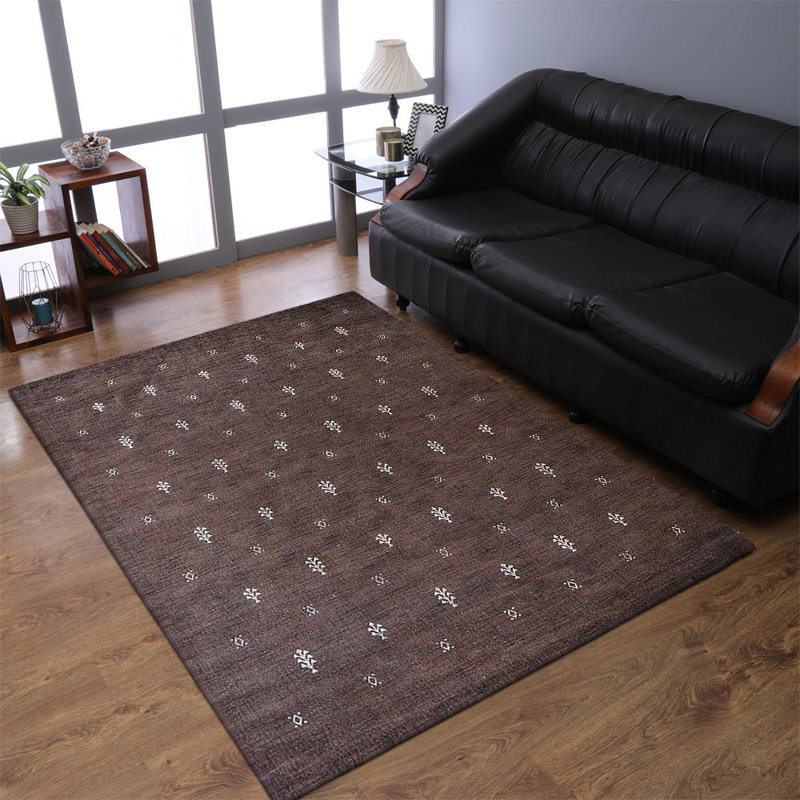 Tapis en laine écologique tissés à la main - Forme rectangulaire, couleur or, design moderne et contemporain, épais et à poils longs, antidérapant, idéal pour le salon et la chambre.