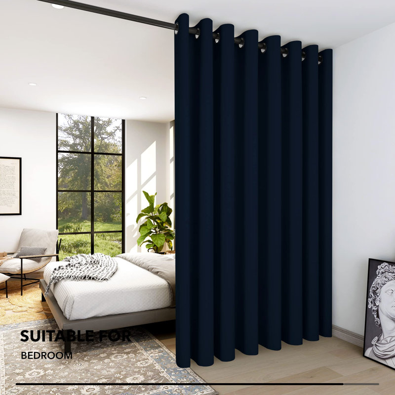 Penkridge Room Darkening Curtain Single Panel, 100" W x 108" L, Navy Blue
