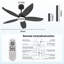 42 po Ventilateur de plafond noir intérieur / extérieur moderne avec lumière à DEL 3 couleurs à intensité variable et télécommande, moteur à courant continu réversible
