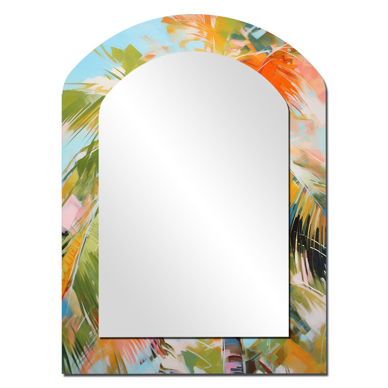 Palmiers Palm VII - grand miroir mural arqué Palm Trees, miroir asymétrique traditionnel traditionnel, impression d'art