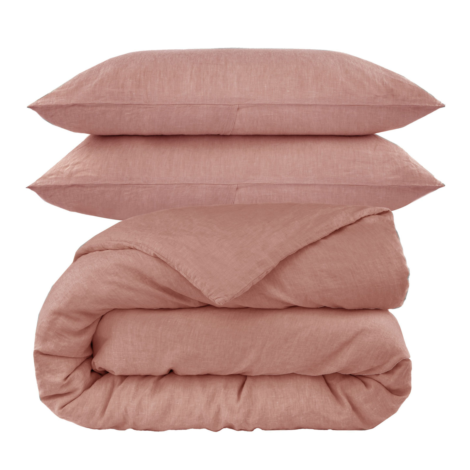French Linen Duvet Cover Set, Clay, Twin Duvet Cover + 1 Standard Pillow Sham