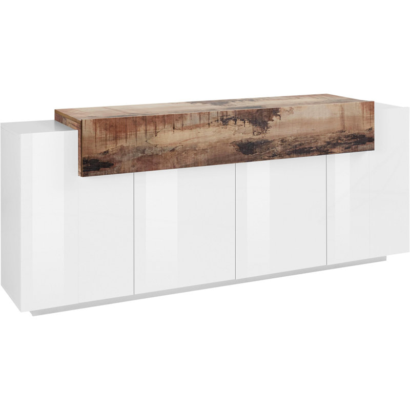 Nostrand 160 Cm Wide Sideboard, 85.6cm H x 200cm W x 45cm D, White/Maple