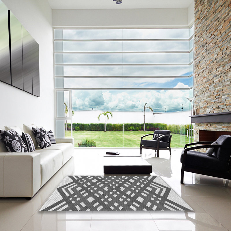 Chenille Geometric Indoor Rug, Square 3'