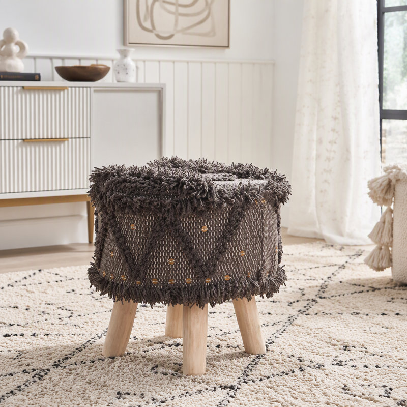 Repose-pieds en laine et coton Boho