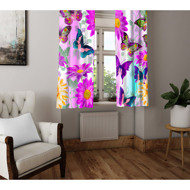 Paire de rideaux semi-transparents en polyester Devyansh, L 40 po x L 61 po