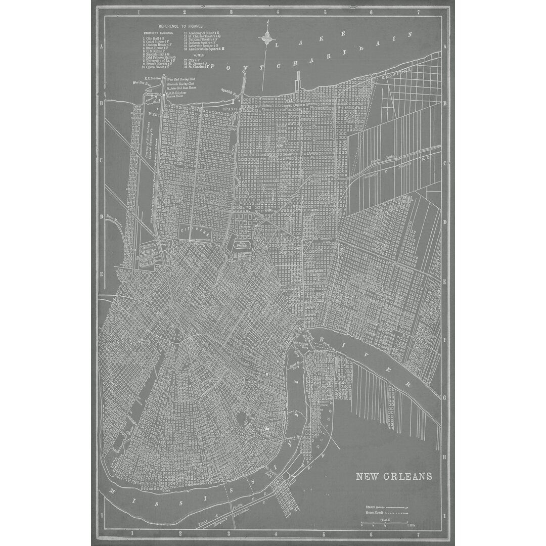 Leinwandbild Stadtplan von New Orleans von Vision Studio