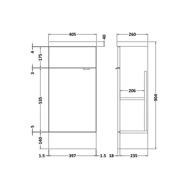 Fusion 405mm Single Bathroom Vanity with Integrated Polymarble Basin, Driftwood