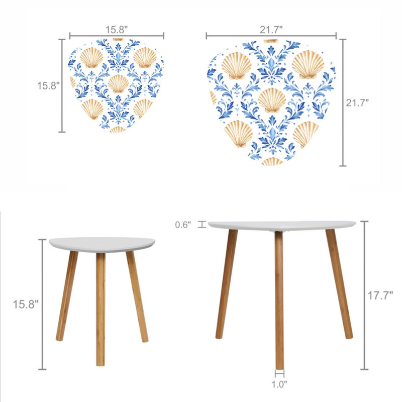 Ensemble de 2 tables basses gigognes Triangle Seashell Coral print file
