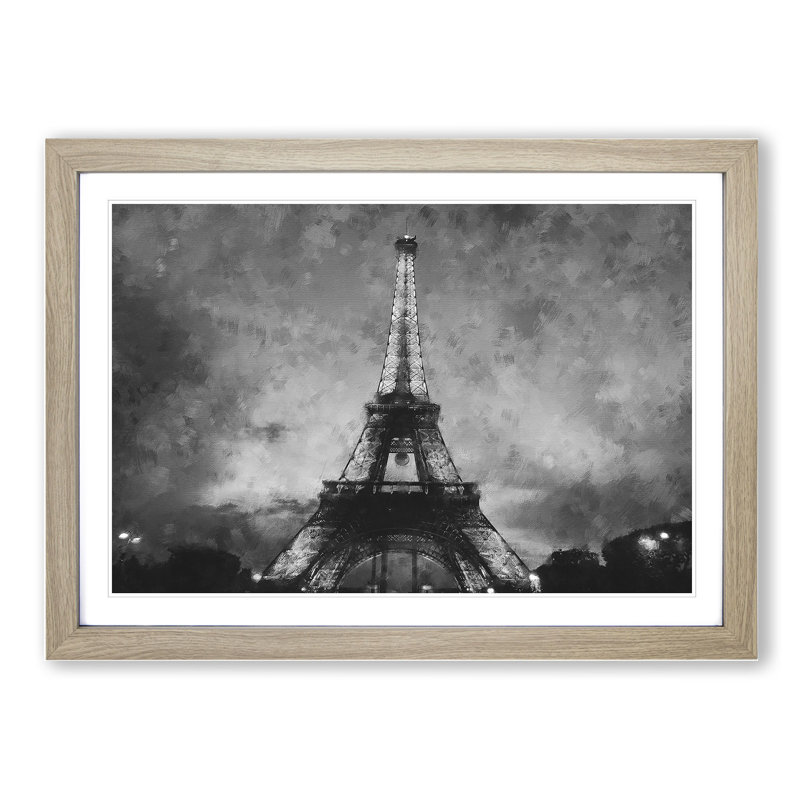 Eiffel Tower Vol.3 - Picture Frame Graphic Art, 36cm H x 48cm W x 2cm D, Oak Framed