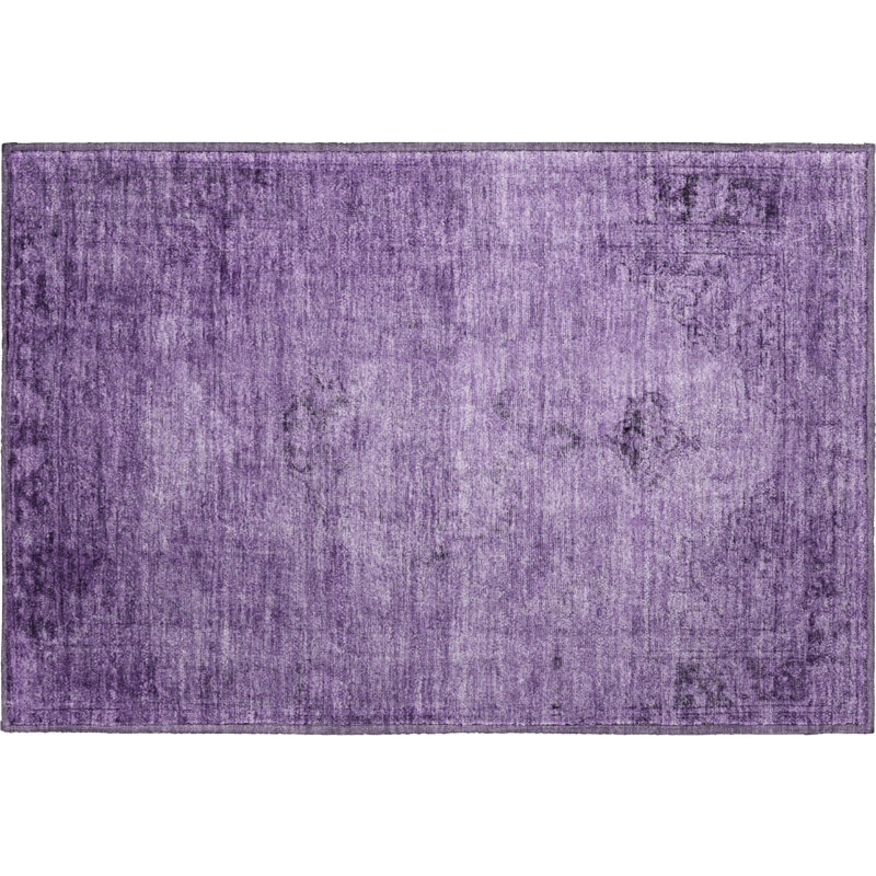 Premium Machine Washable Kiyondrea Purple Rug, Rectangle 1'8" x 2'6"