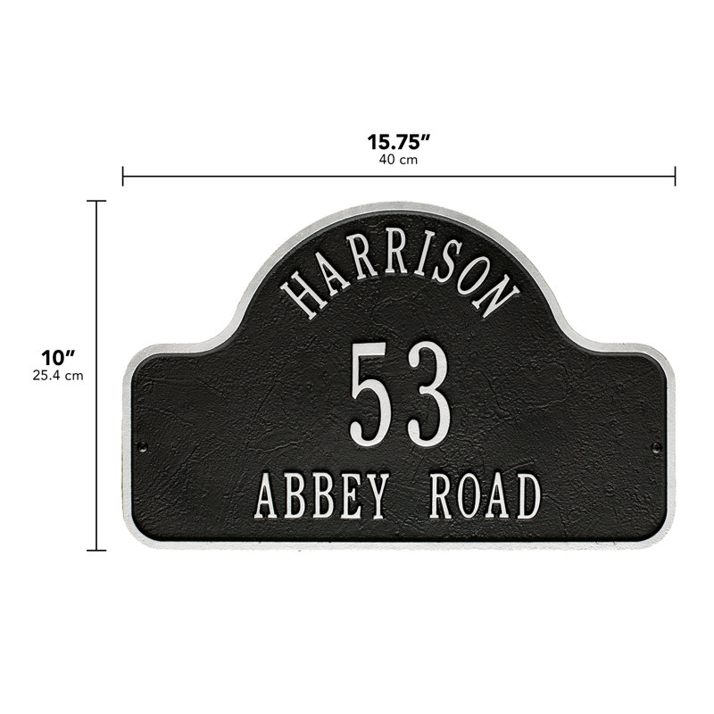 Plaque d'adresse murale sur 3 lignes Lexy, Noir / argenté, Oui