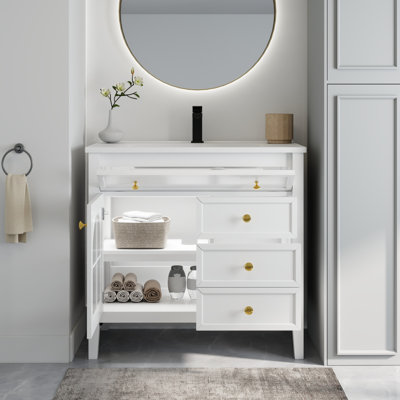 Meuble-lavabo de salle de bain 35,6 po Mid-Century