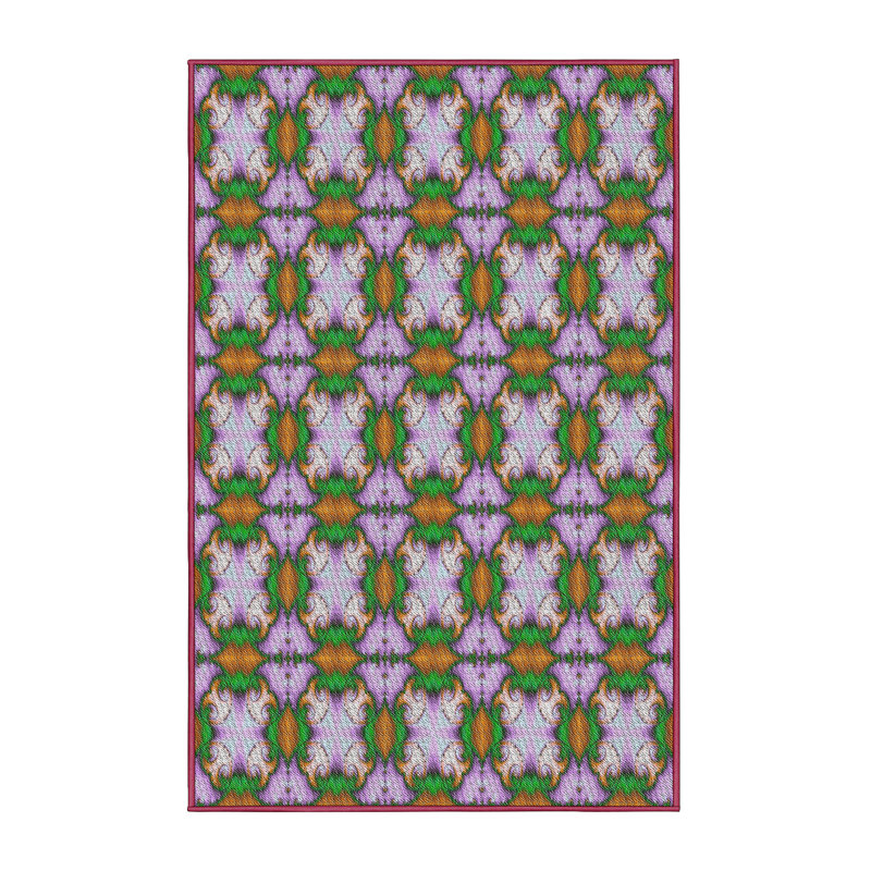 Vert à motif/Tapis décoratif rose, Rectangle 8 pi x 10 pi