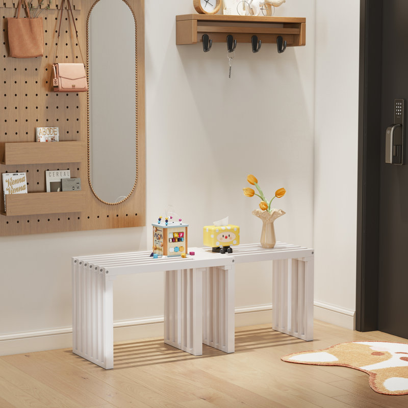 Banc de salle à manger extensible, Blanc, H 17,7 po x l 47,24 po x P 13,78 po