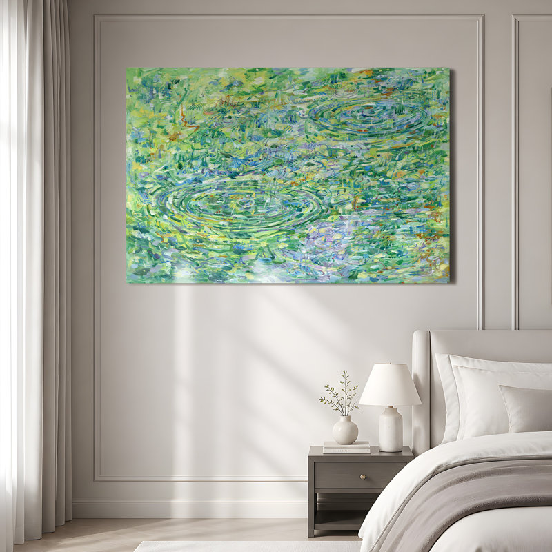 Art mural abstrait sur toile « Ondulations verdoyantes », H 24 po x l 36 po, Gallery Wrapped