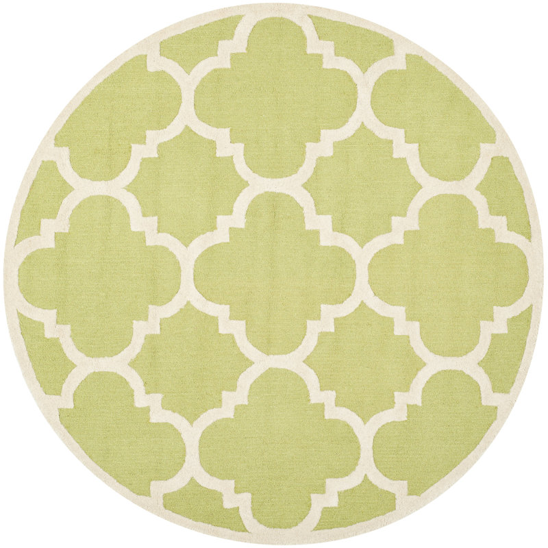 Cannen Hand Tufted Wool Geometric Rug, Round 6'