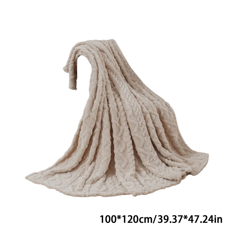 Kbndieu 100X120cm Super Soft Warm Solid Warm Fleece Blanket Throw Rug Sofa Bedding, Khaki
