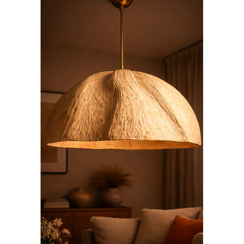 Lustre, H 15,75 po x l 11,81 po x P 15,75 po, Crème, Crème, 1 niveau, Une lumière, 134 V