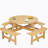 Outdoor 8 Person Picnic Table, 8 person Round Picnic Table with 4 Built-in Benches, Umbrella Hole, Outside Table and Bench Set for Garden, Backyard, Porch, Patio,  Natural-427427992