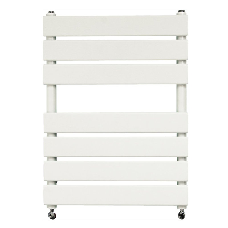 Flat Panel Heated Towel Rail Radiator Bathroom Warmer, 65cm H x 50cm W x 6.2cm D, White