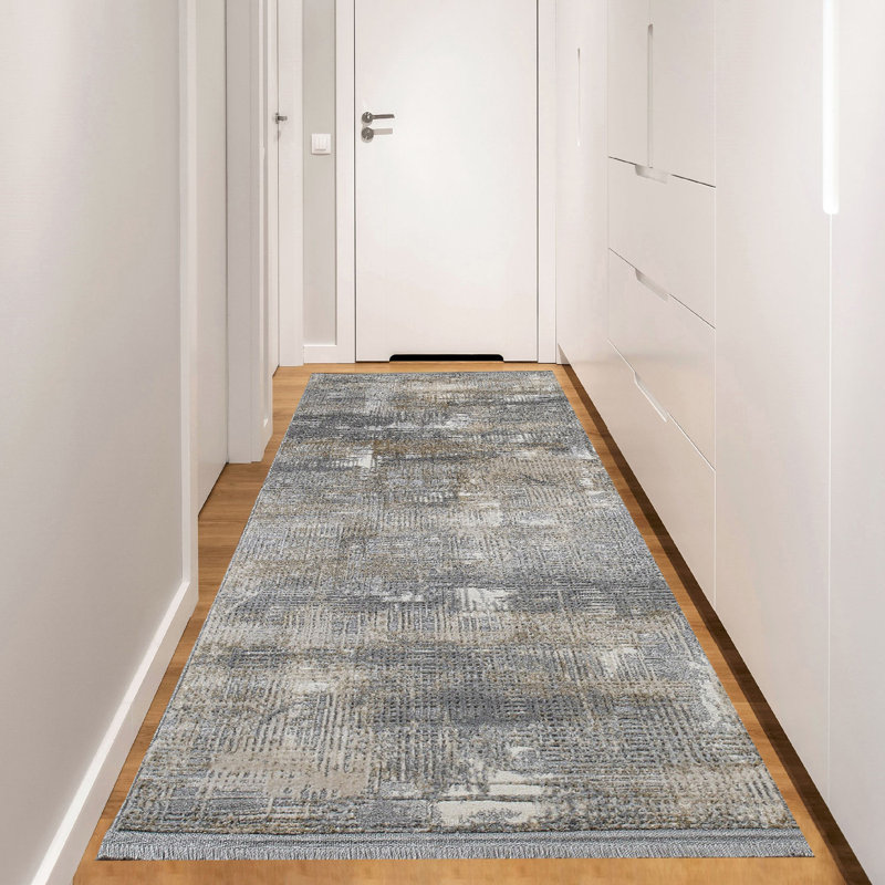 Luxurious Hall Carpet Runner, 4.0 x 16.4 ft, Grey, Beige & Cream | 60% Polypropylene / 40% Polyester, 1700 g/m², 0.3 in Pile Height | 320,000 Thread Points, Vacuum Friendly, Spot Clean Only | Perfect for Elegant Home Décor