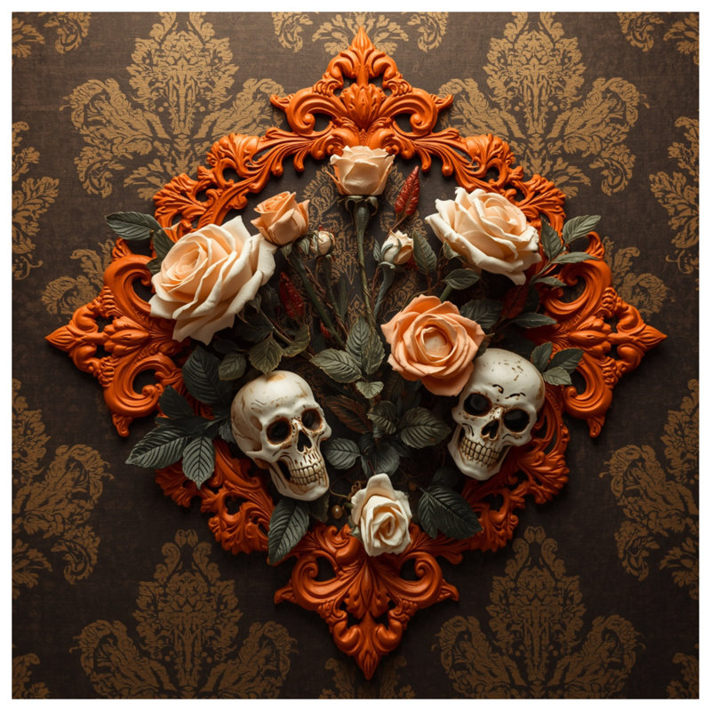 Housses de couette Ornate Skull Roses, Très grand lit