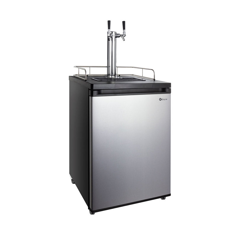 Stainless Steel Dual Tap Freestanding Kegerator with Adjustable Temperature