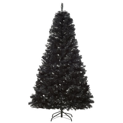Sapin de Noël artificiel illuminé 7 pi avec branches réalistes et 1346 pointes, style Halloween noir