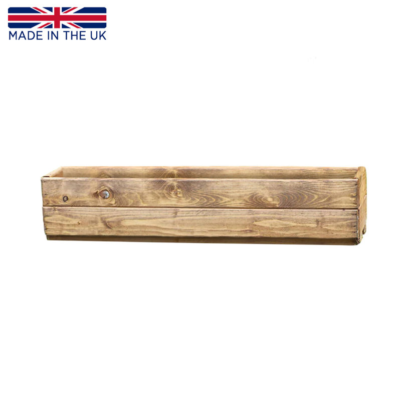 Large Wooden Planter Rustic Scandinavian Redwood Window Box H15 L76 W23 Cm, 24.5 Ltrs Cap.