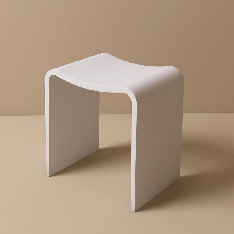 Freestanding Solid Surface Shower Stool , White