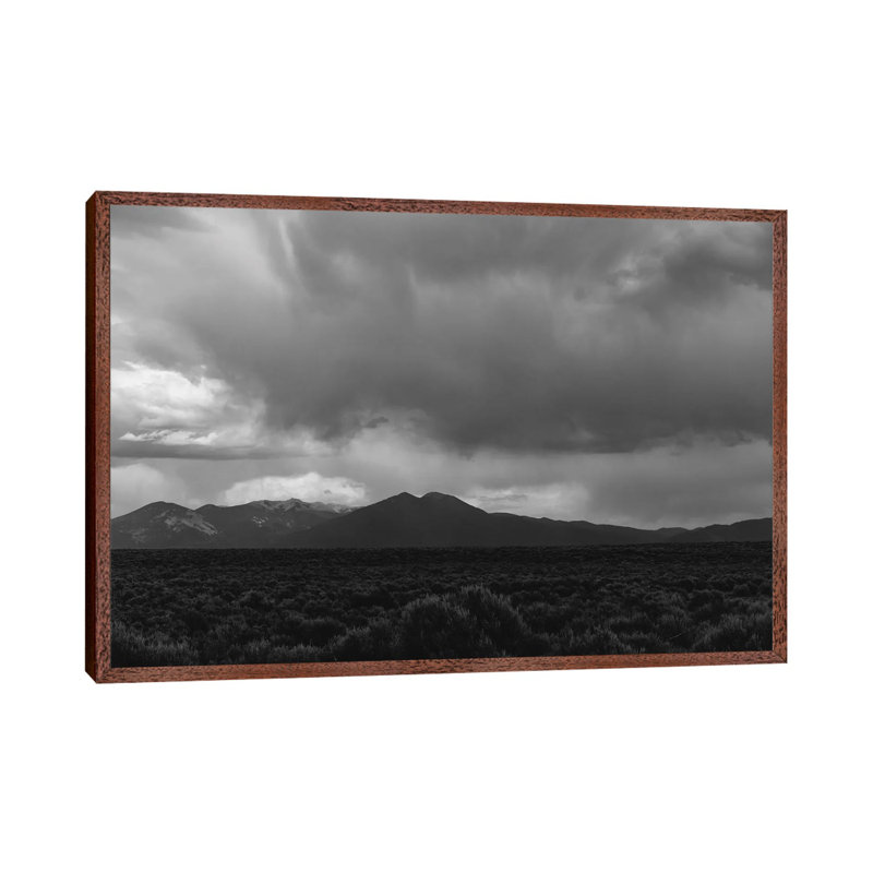 Taos Mountains Storm IV by Bethany Young - Print on Canvas, 66.04cm H x 101.6cm W x 3.81cm D, Classic Brown Wood Framed