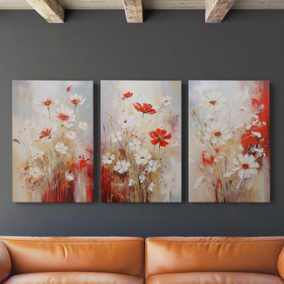 Floral Study Series XCV III - Ensemble de toiles tendues avec châssis Premium - Prêt à être accroché