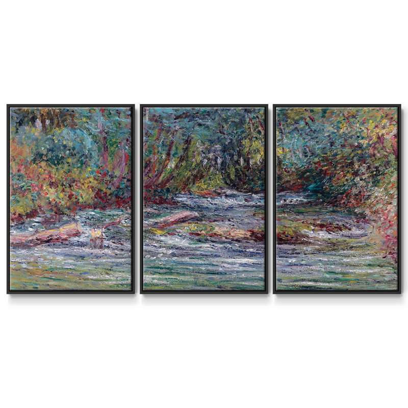 La rivière d'Epte à Giverny, été, 1884 3 pièces, Noir, H 36 po x l 75 po x P 2 po