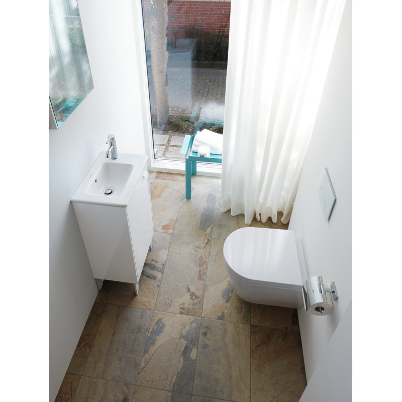 Base de salle de bain simple à fixation murale 16,5" seulement meuble-lavabo Brioso, Haute brillance blanche