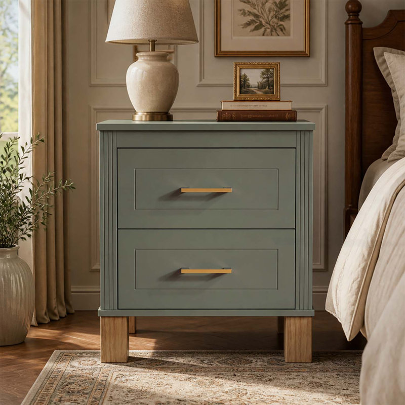Table de chevet en bois, parfaite pour le rangement dans la chambre à coucher et le salon, Olive