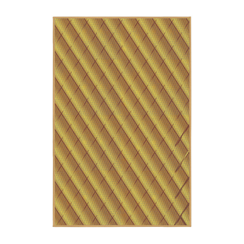 Tapis jaune moutarde tissé à la machine, Rectangle 7 pi x 9 pi