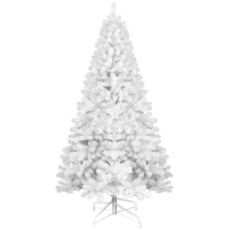 Arbre de Noël à charnière à mémoire de forme blanche à charnière de 8 pi, 1430 pointes, décoration rapide pour les fêtes à la maison