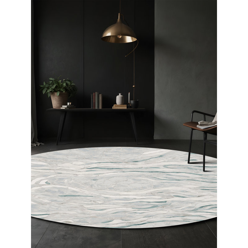 Machine Washable Brown Area Rug, Round 4'